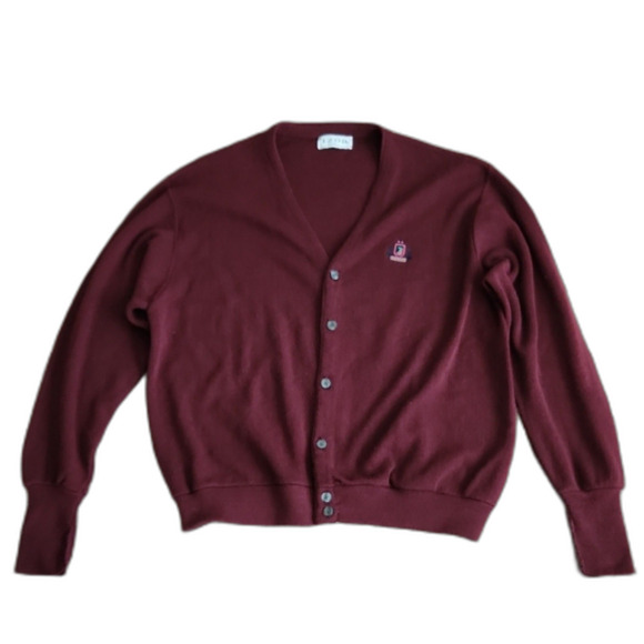 IZOD Men's Vintage V-Neck Sweater Cardigan, Burgundy, Size XL - Picture 1 of 7